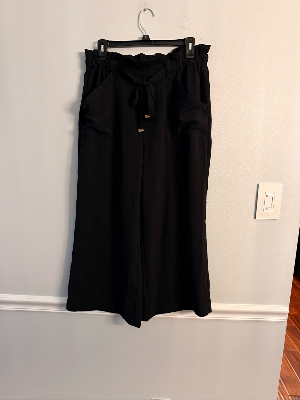 Marc Jacobs Black Wide-Leg Paperbag Waist Drawstring Pants